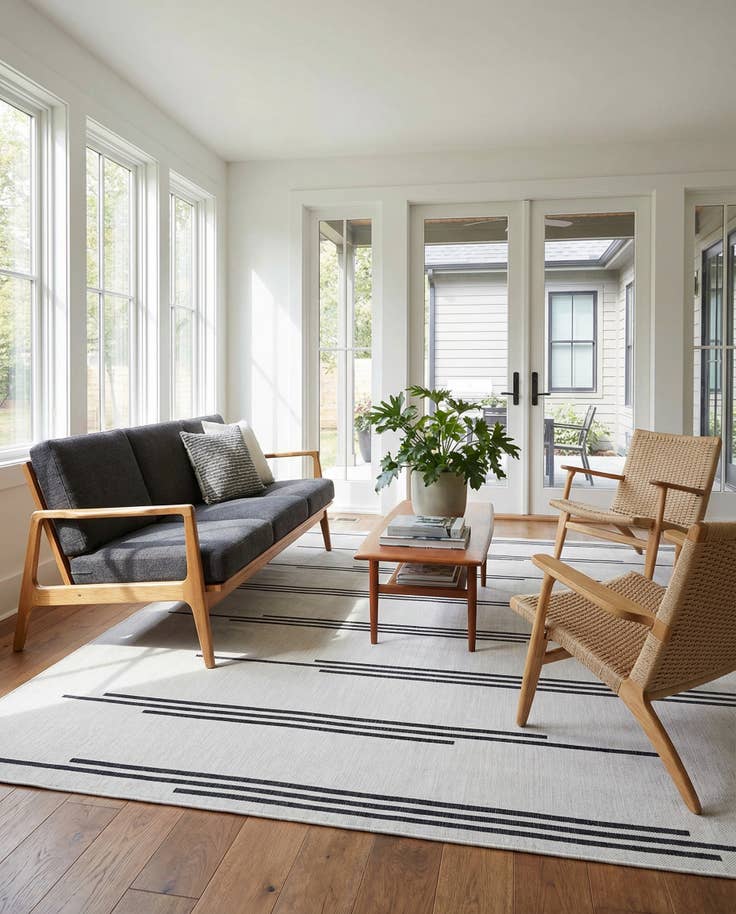 Detail image of 10' x 10' Easy-Clean Modern Indoor / Outdoor Square Rug
