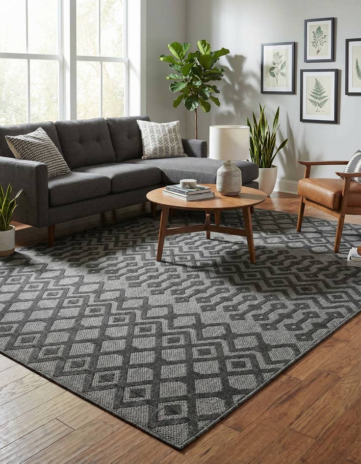 Detail image of 7' 10 x 10'  Washable Trellis Textured Indoor / Outdoor Rug