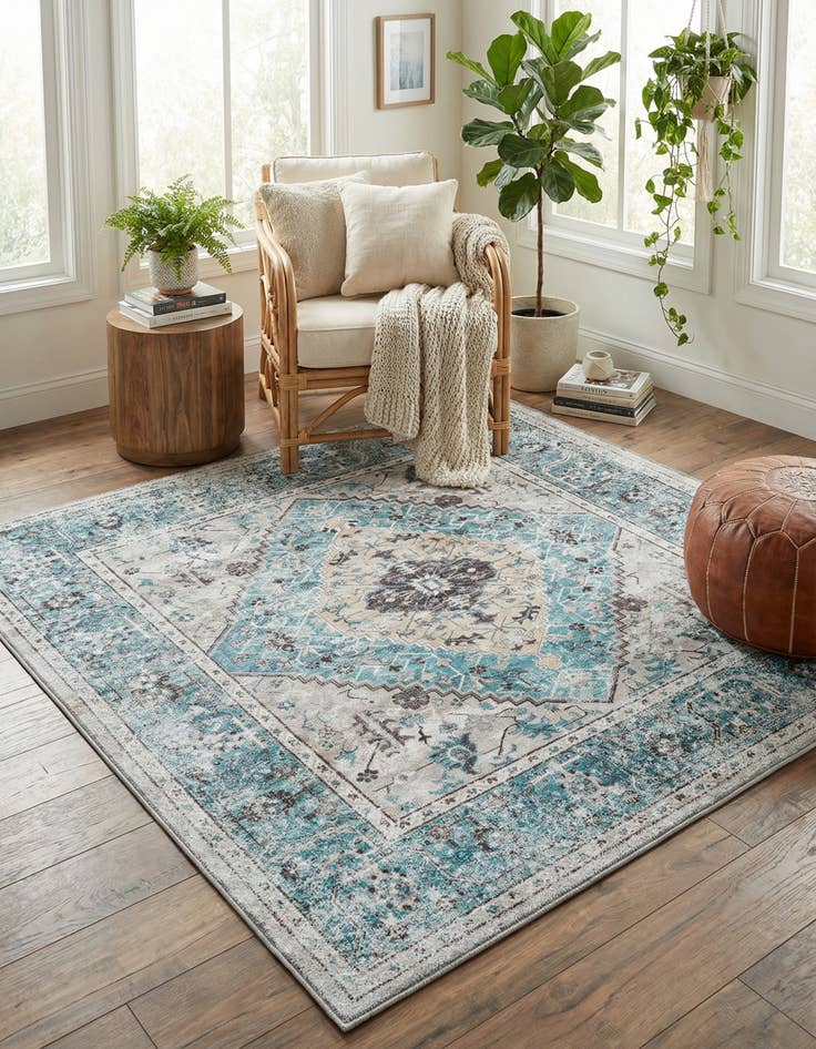 Detail image of 5' x 5'  Washable Yara Square Rug
