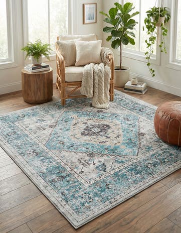 5' x 5' Washable Yara Square Rug