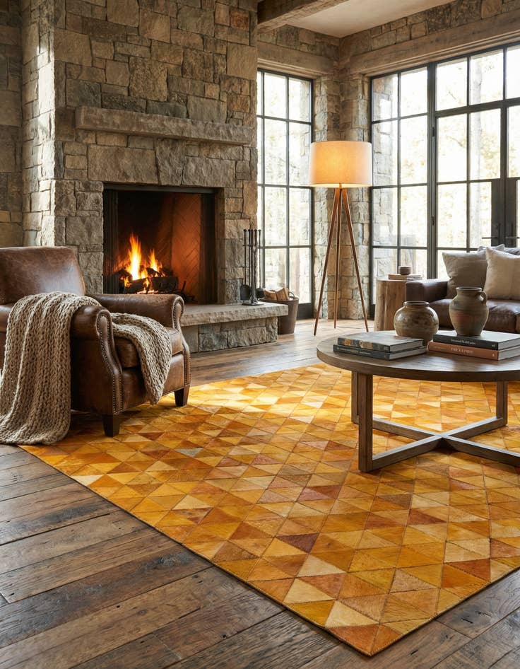 Detail image of 4' 11 x 8' Cowhide Stocks Rug