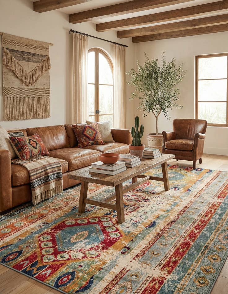 Detail image of 10' x 13'  Washable Santa Fe Rug