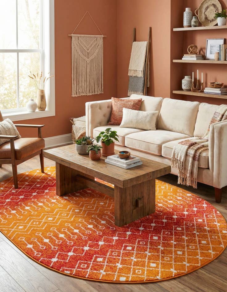 Detail image of 7' 10 x 10' Moroccan Trellis Oval Rug