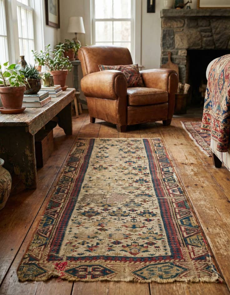 Detail image of 2' 2 x 4' 4 Hand Knotted Shirvan Persian Wool Runner Rug