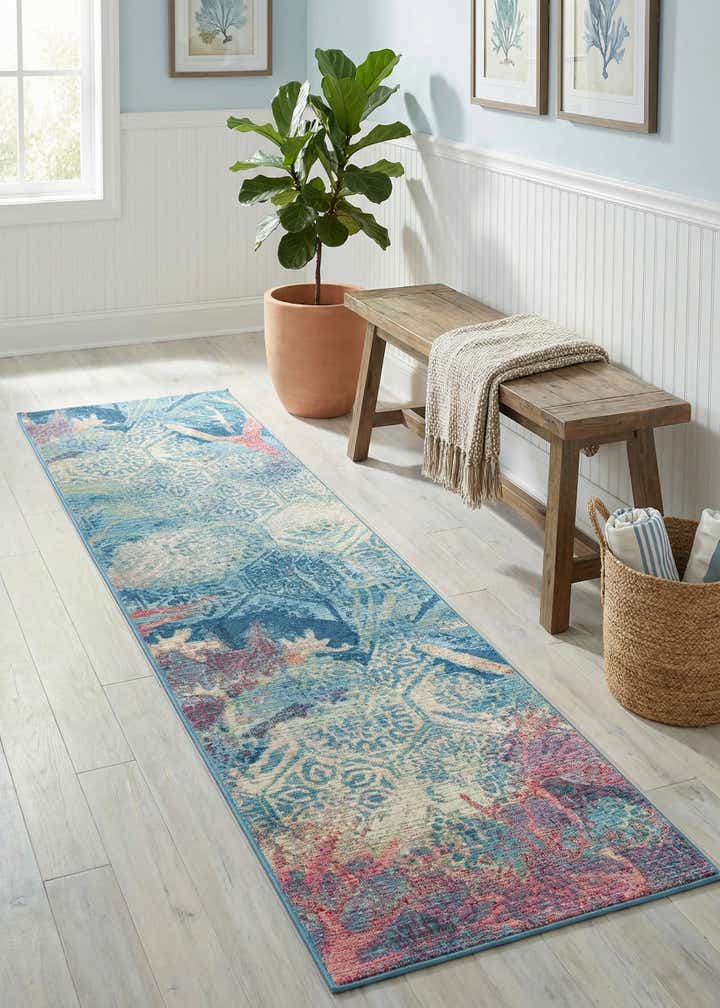 2' x 8' Easy-Clean Coastal Indoor / Outdoor Runner Rug