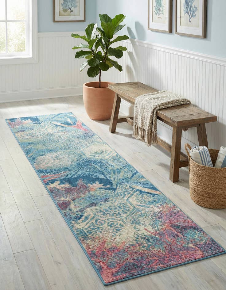 Detail image of 2' x 8' Washable Coastal Indoor / Outdoor Runner Rug