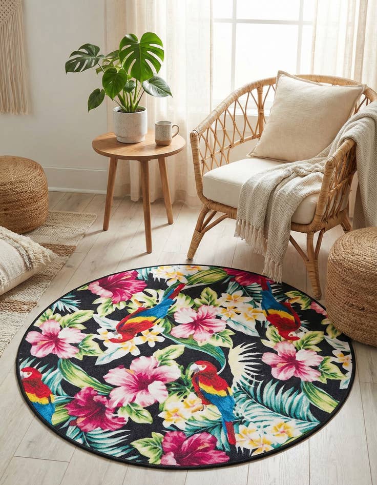 Detail image of 3' 3 x 3' 3  Washable Jill Zarin Caribbean Indoor / Outdoor Round Rug