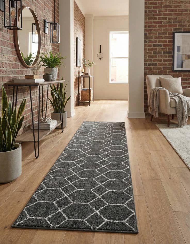 Detail image of 2' x 6' Lattice Frieze Runner Rug