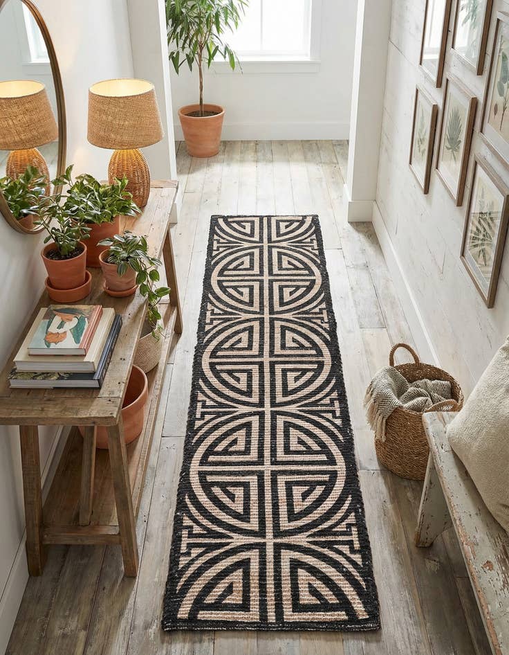 Detail image of 2' 2 x 8' Hand Woven Chenille Jute Runner Rug