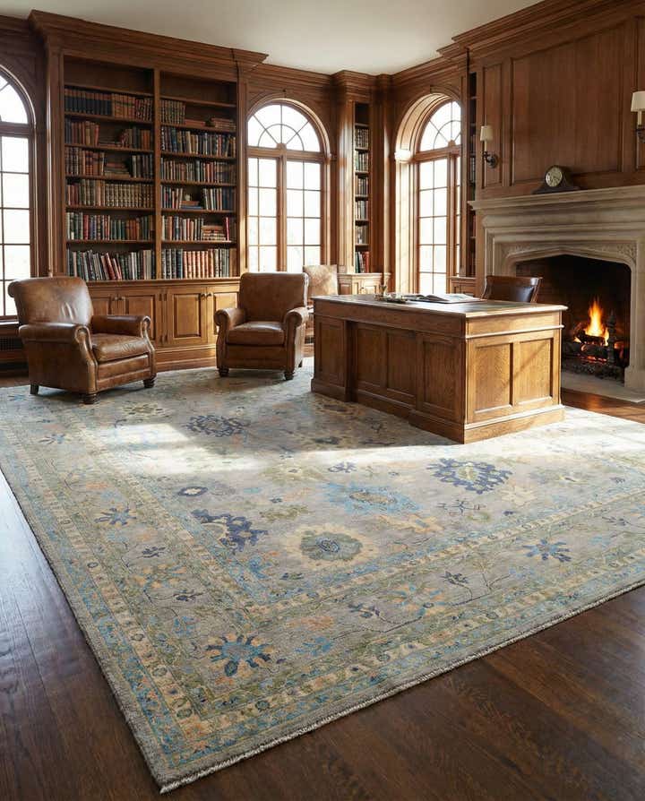 13' 3 x 16' 10 Hand Knotted Oushak Wool Rug