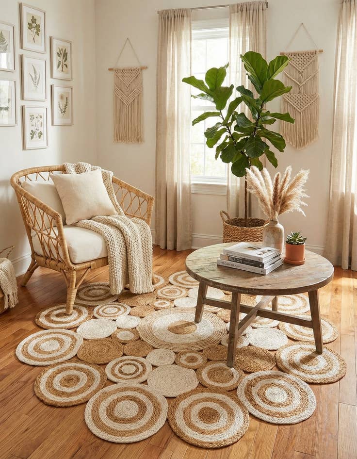 Detail image of 5' 1 x 5' 1  Hand Braided Jute Round Rug