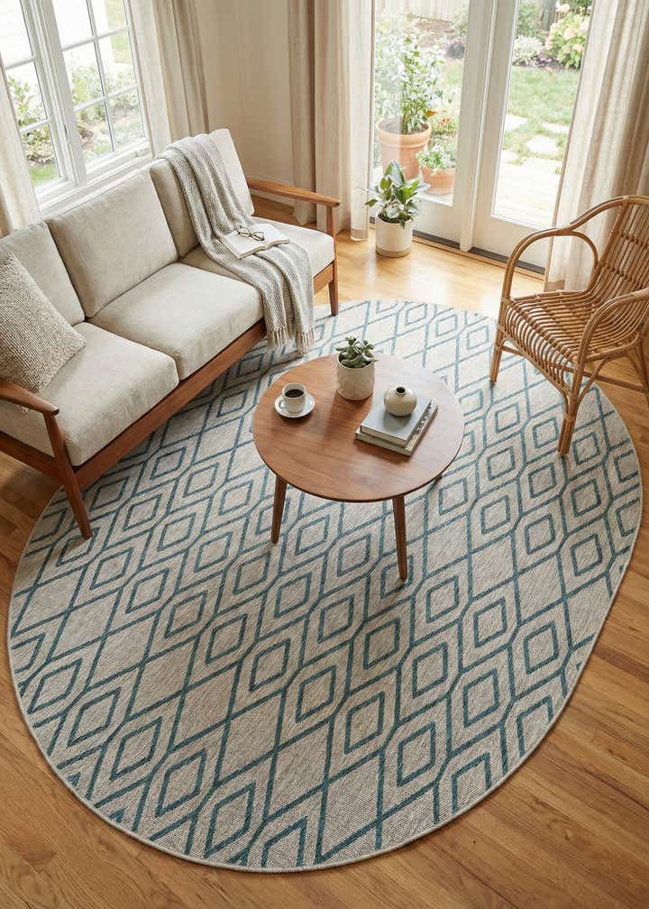 7' 10 x 10' Easy-Clean Jill Zarin Turks and Caicos Indoor / Outdoor Oval Rug