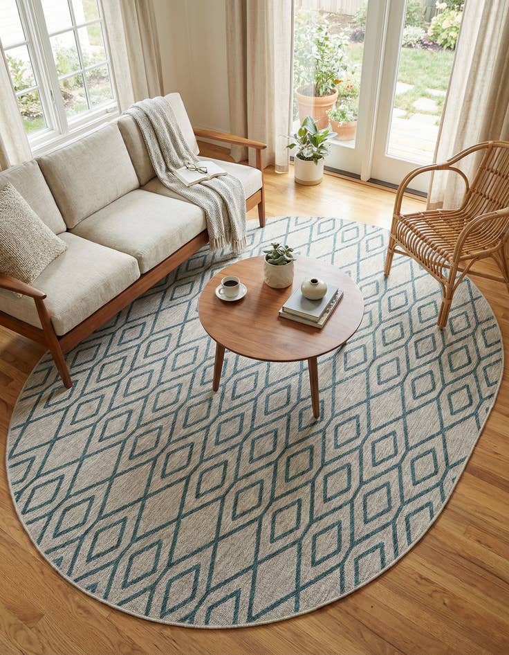 Detail image of 7' 10 x 10' Easy-Clean Jill Zarin Turks and Caicos Indoor / Outdoor Oval Rug