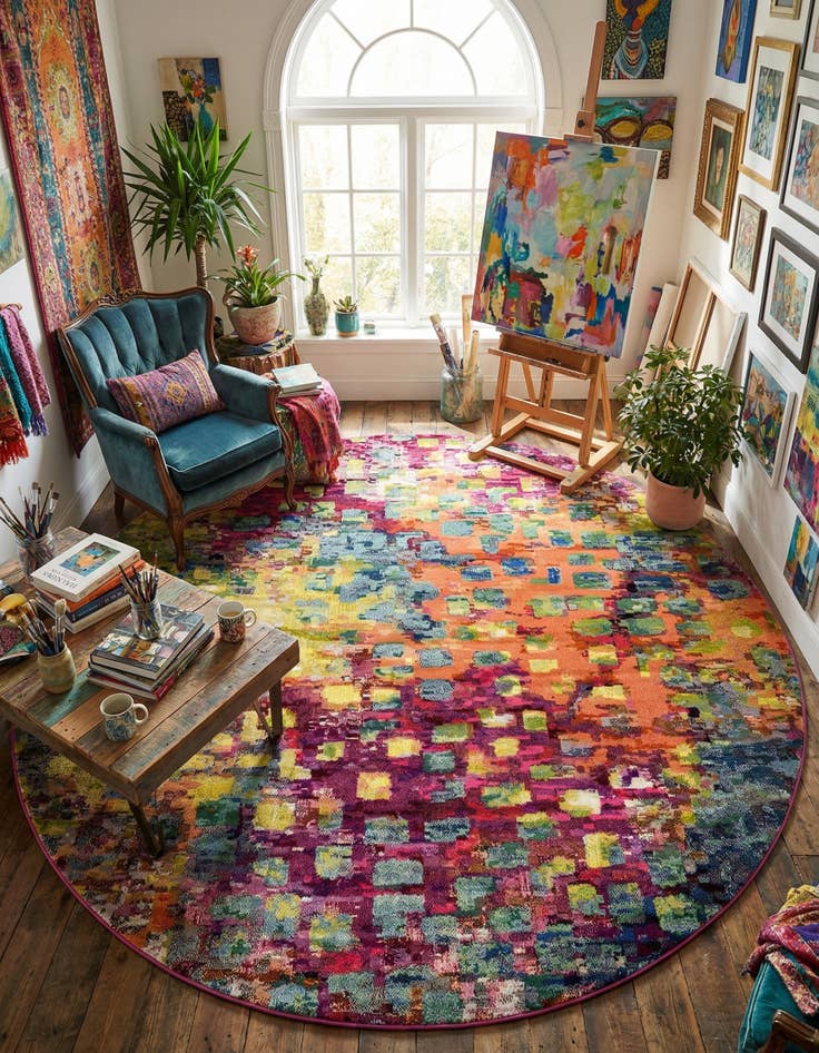 Detail image of 10' x 10'  Washable Barcelona Round Rug