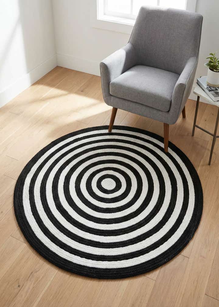 3' 3 x 3' 3 Easy-Clean Eco Verse Washable Indoor / Outdoor Round Rug