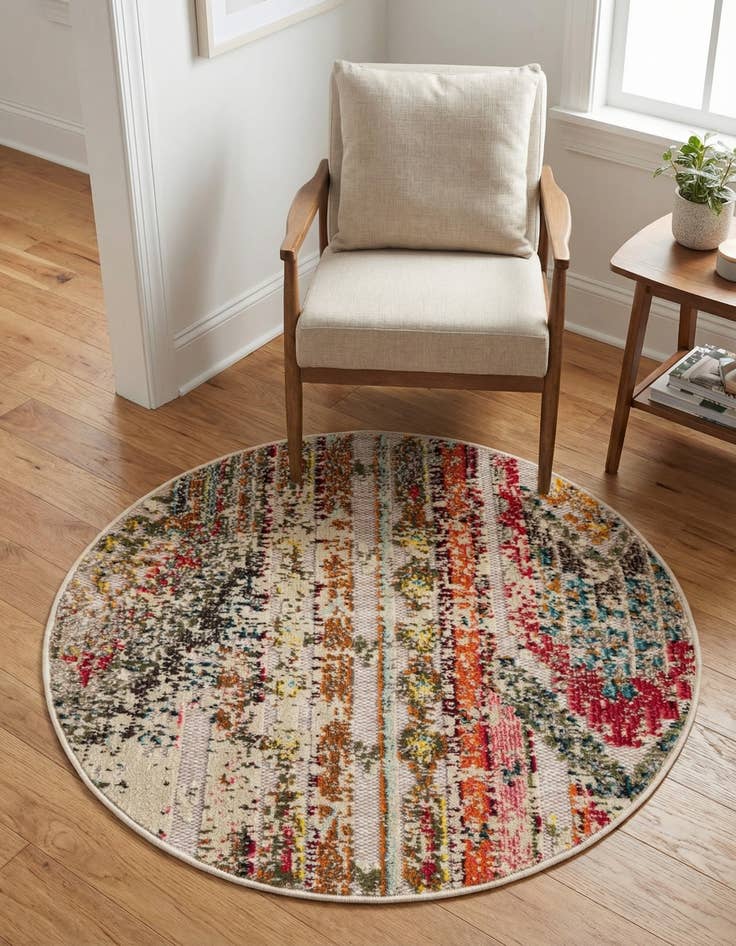 Detail image of 3' x 3' Easy-Clean Casablanca Indoor / Outdoor Round Rug