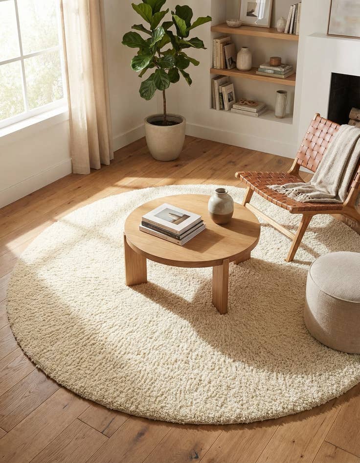 Detail image of 7' x 7' Solid Shag Round Rug