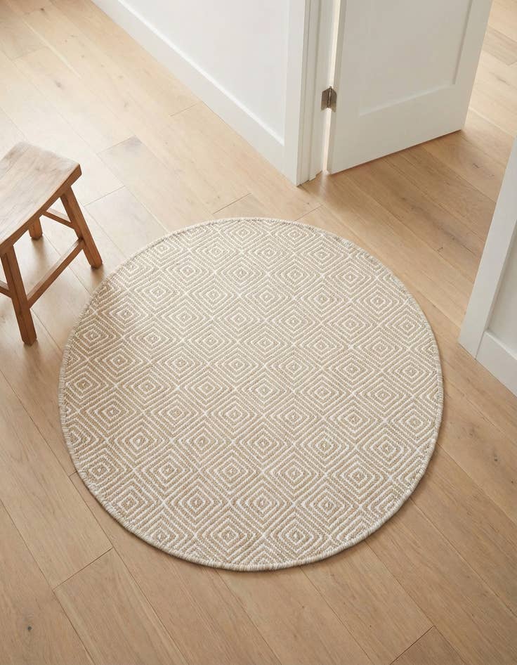 Detail image of 3' 1 x 3' 1 Hand Woven Geo Trellis Flatweave Round Rug