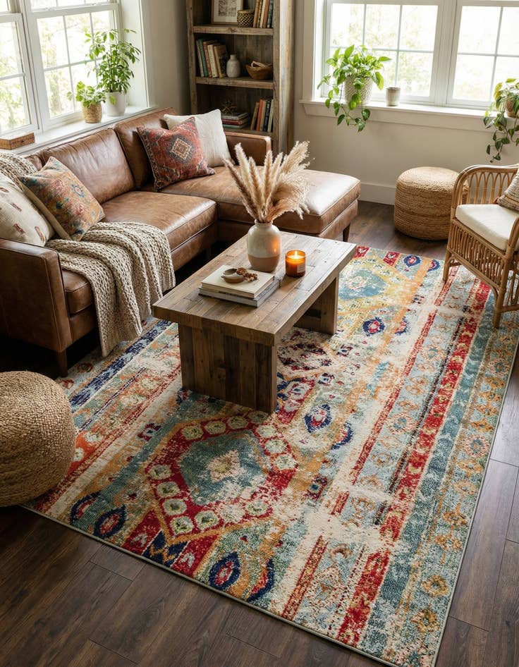 Detail image of 6' x 9'  Washable Santa Fe Rug