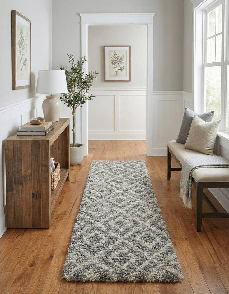 Detail image of 2' x 7' Trellis Shag Runner Rug