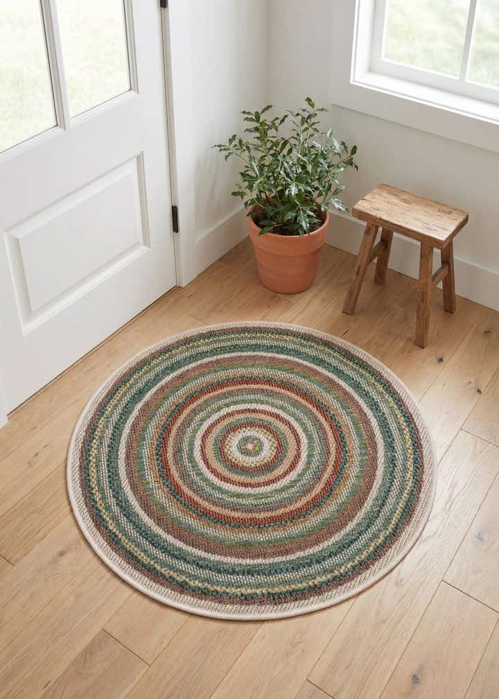 3' 3 x 3' 3 Easy-Clean Baja Indoor / Outdoor Round Rug
