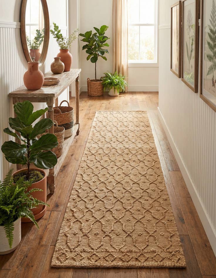 Detail image of 2' 7 x 9' 10 Hand Woven Larsa Jute Runner Rug