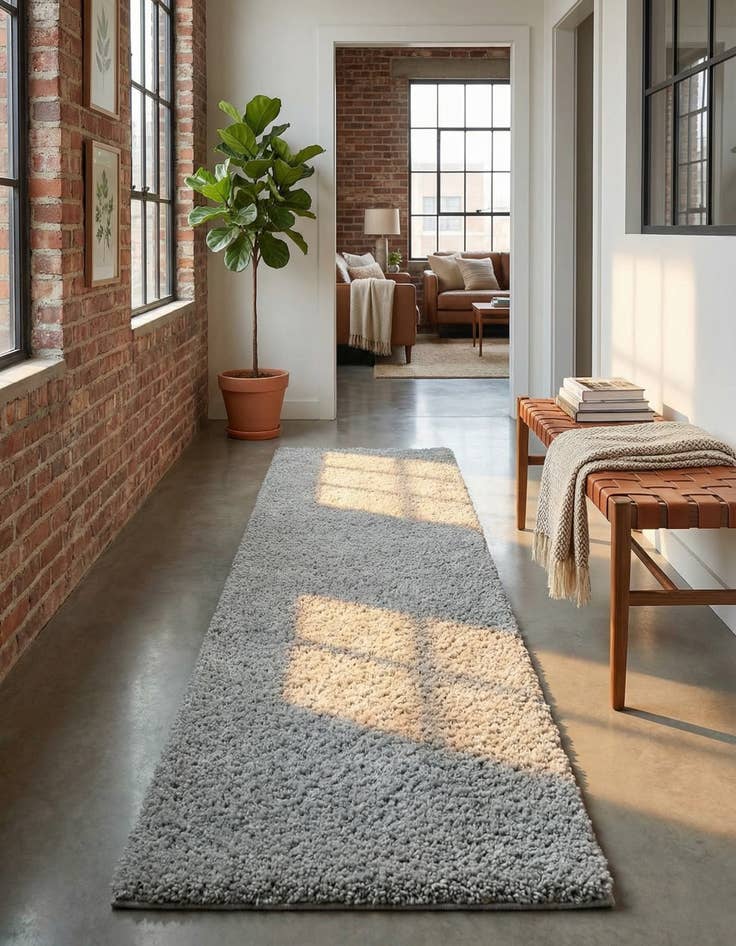 Detail image of 2' x 6' 9 Soft Solid Shag Runner Rug