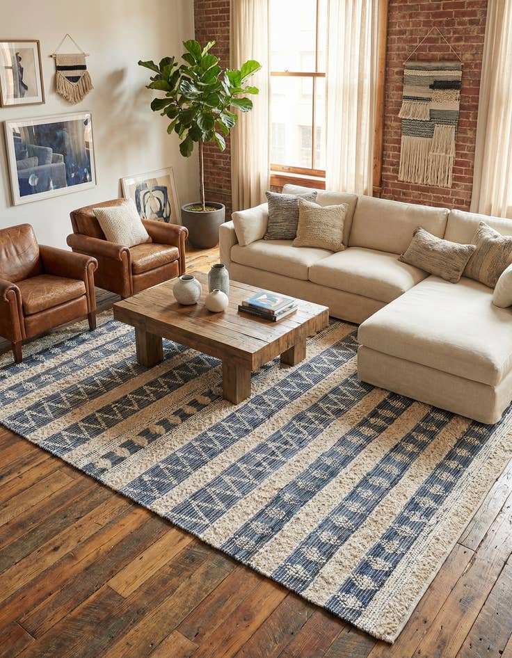 Detail image of 10' x 14' 1 Hand Woven Cotton Chindi Rug