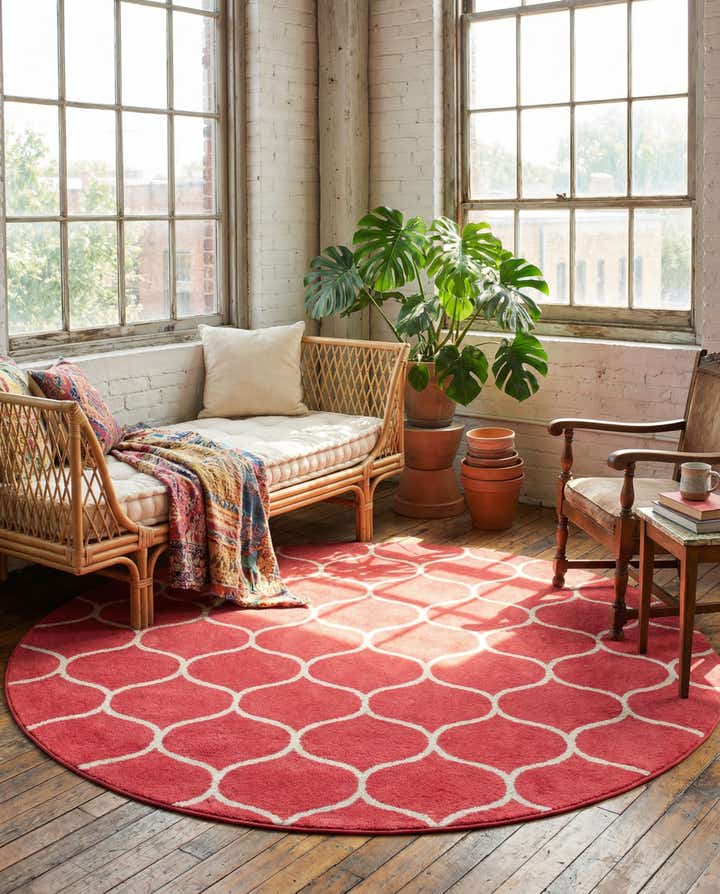 8' x 8' Trellis Frieze Round Rug