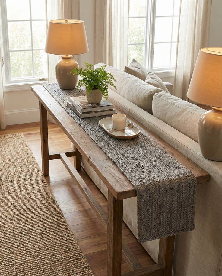 Detail image of 1' 2 x 8' Handmade Braided Jute Table Runner Rug
