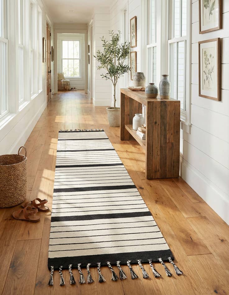 Detail image of 2' 7 x 12'  Hand Woven Chindi Cotton Runner Rug