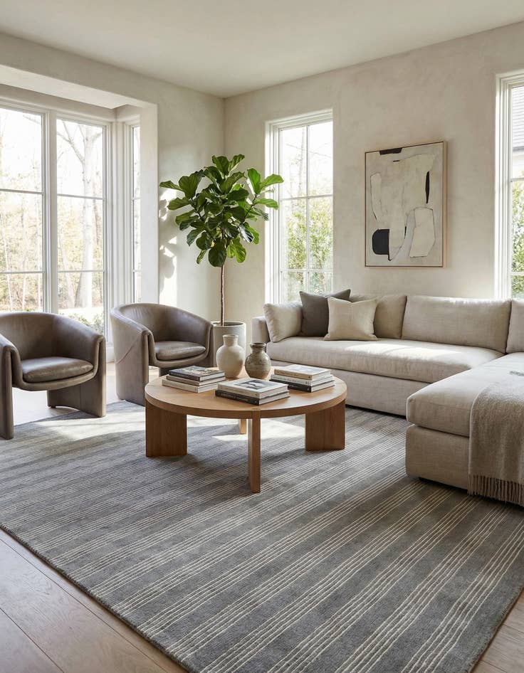 Detail image of 10' x 10' Jill Zarin Striped Wool Square Rug