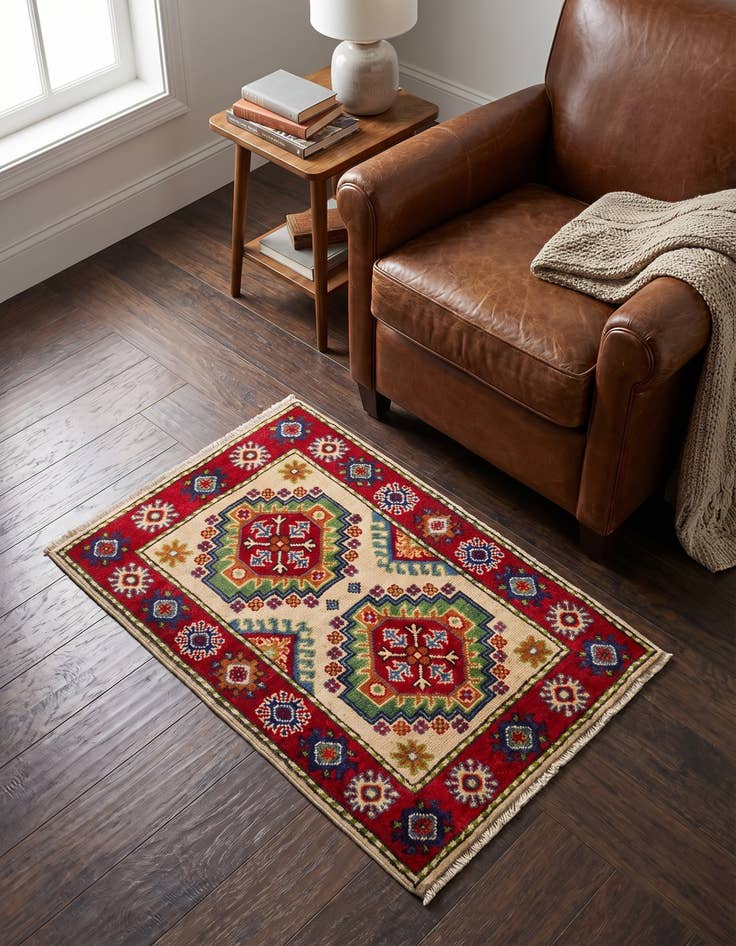 Detail image of 2' x 3' 1 Hand Knotted Kazak Rug