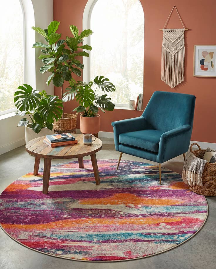 Detail image of 8' x 8' Washable Theia Round Rug