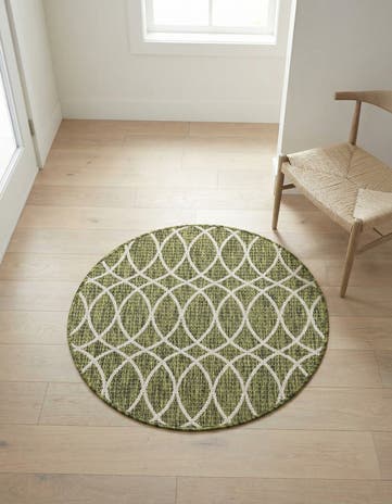 3' x 3' Easy-Clean Lattice Indoor / Outdoor Round Rug