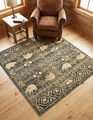 Green Pioneer Square Rug