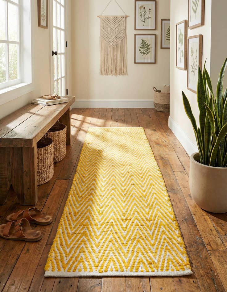 Detail image of 2' 2 x 6' 1 Hand Woven Chindi Chevron Runner Rug