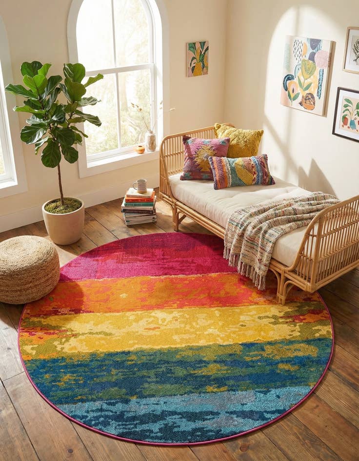 Detail image of 6' x 6' Washable Hyacinth Round Rug