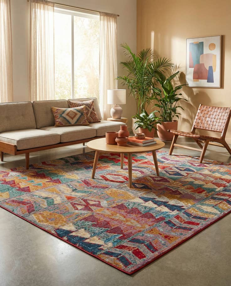 Detail image of 7' 10 x 7' 10 Easy-Clean Modern Indoor / Outdoor Square Rug