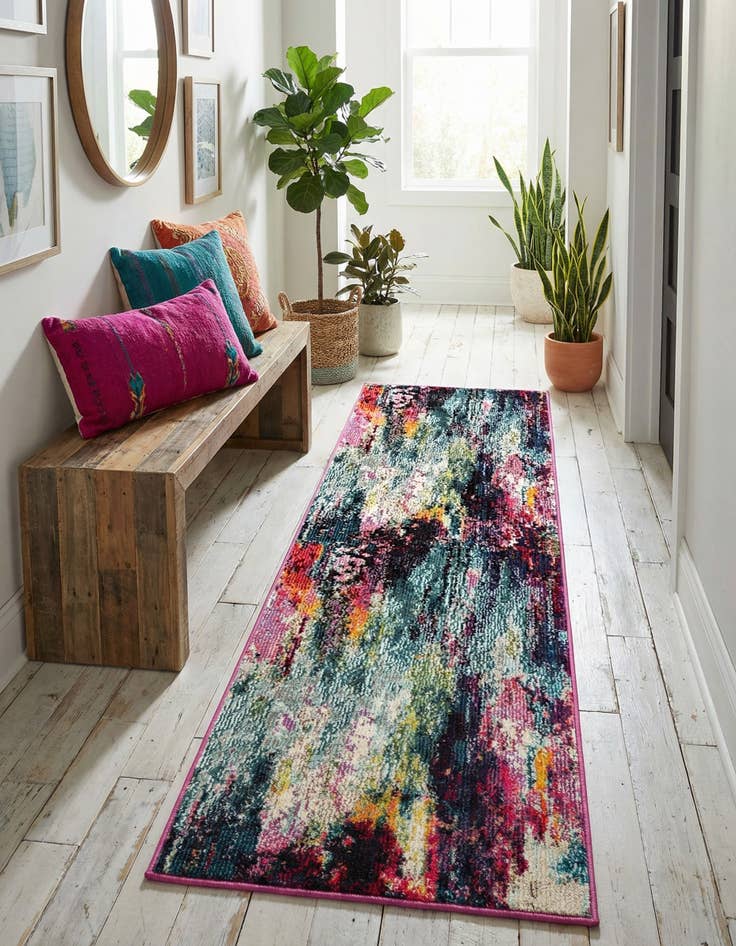 Detail image of 2' x 6' 1 Washable Theia Runner Rug