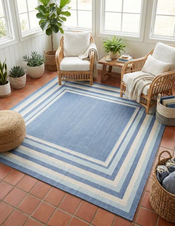 Blue Lotus Square Rug