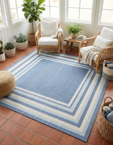 Blue Lotus Square Rug