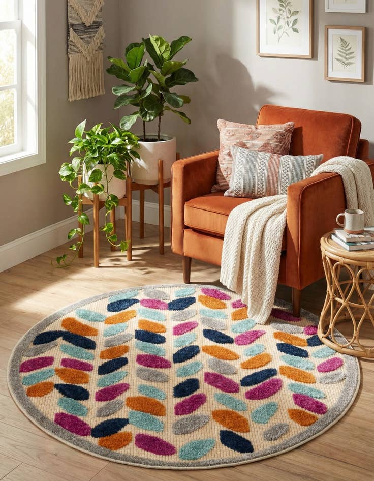 Detail image of 3' 3 x 3' 3  Washable Aruba Indoor / Outdoor Round Rug