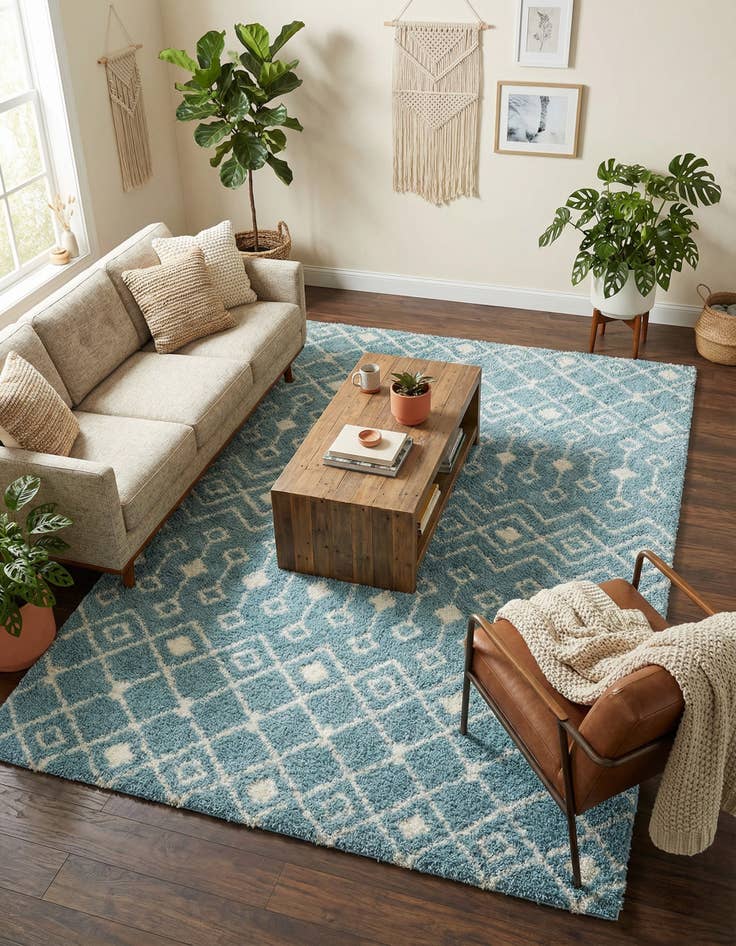 Detail image of 10' x 13' Moroccan Trellis Shag Rug