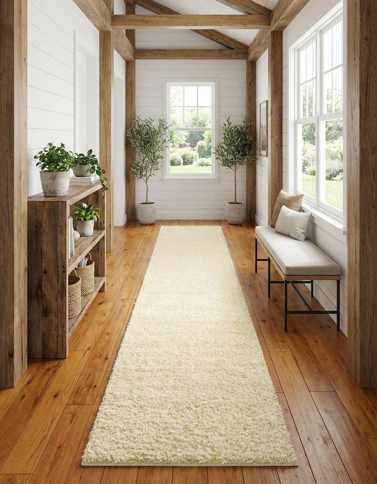 Detail image of 2' 7 x 14' Solid Shag Runner Rug