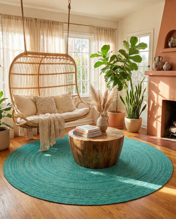 8' x 8' Handmade Braided Jute Round Rug
