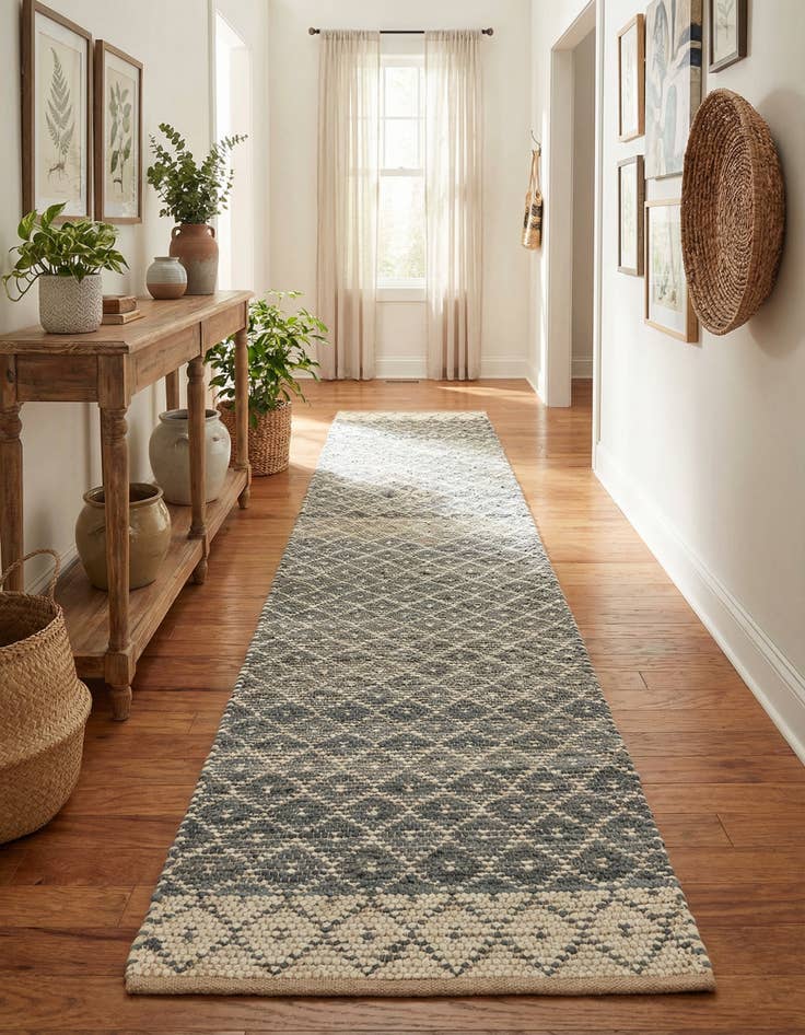 Detail image of 2' 7 x 13' 1 Hand Woven Chindi Trellis Runner Rug