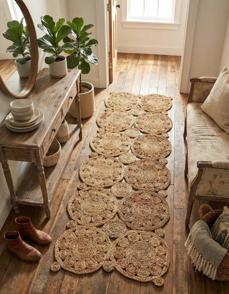 Detail image of 2' x 6' 1  Hand Braided Jute Runner Rug