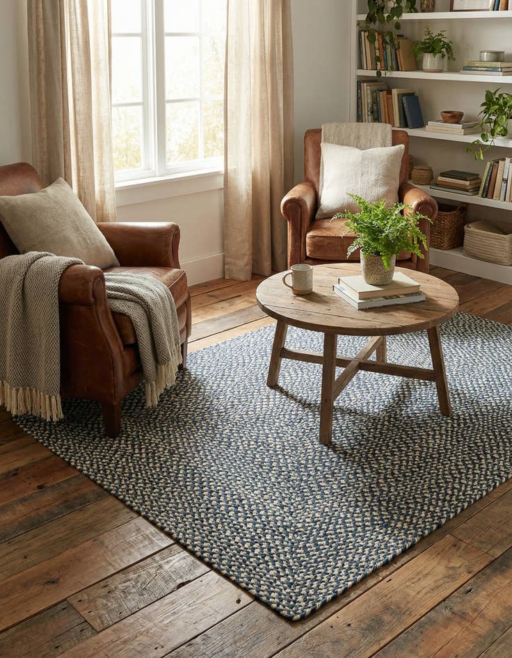 Detail image of 4' 1 x 6' 1 Handmade Tweed Braided Jute Rug