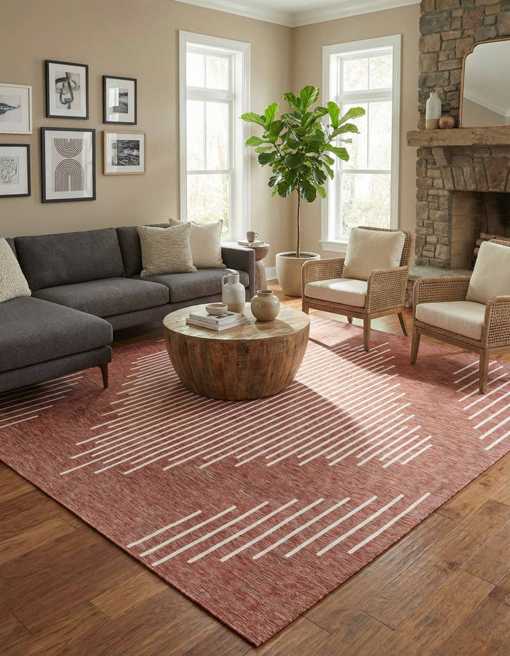 Detail image of 10' 8 x 10' 8 Easy-Clean Modern Indoor / Outdoor Square Rug